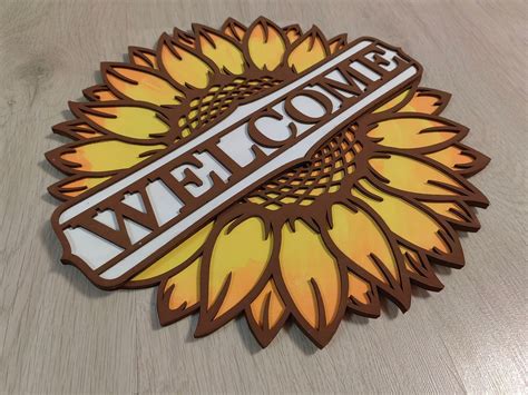 Sunflower Welcome Sign Svg Multi Layer Assemble And Non Etsy