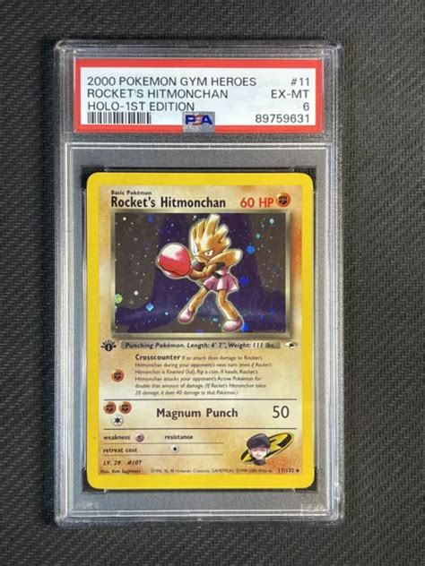 Pokemon Card Psa Rockets Hitmonchan St Edition Gym Heroes Holo Wotc