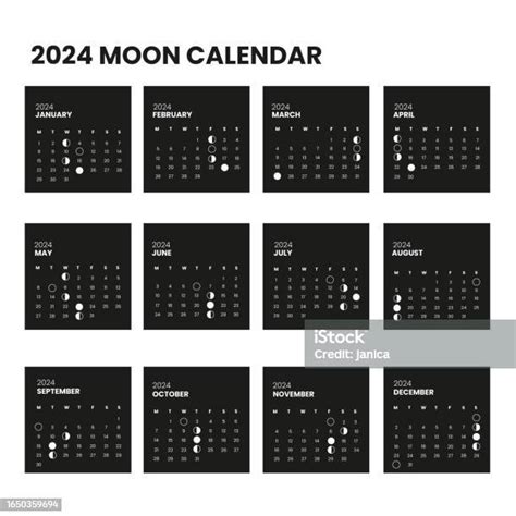 Ilustración De Calendario Lunar 2024 Y Más Vectores Libres De Derechos