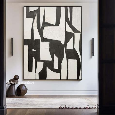 Large Black White Minimalist Wall Art Black White Textured - Etsy