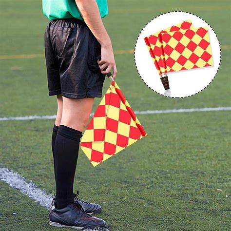 4pcs Soccer Referee Flag Setfootball Linesman Flagsred Yellow Cards