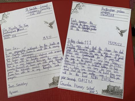 Condolence Letters to King Charles 111 – Coundon Primary School