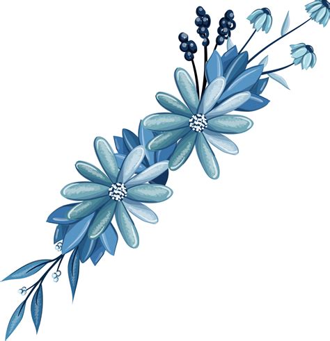 Blue Floral Bouquet With Watercolor 16407686 Png