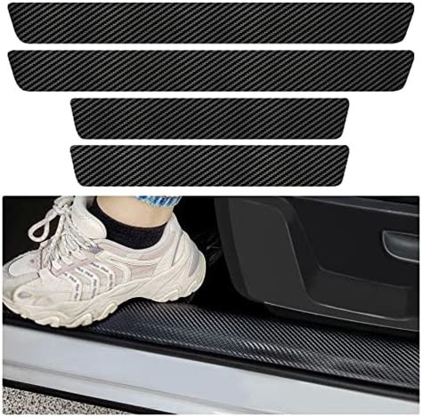 4PCS Carbon Fiber Car Door Sill Protector Premium Line Anti Scratch