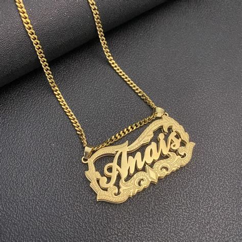 Personalized Double Plated Elegant Cursive Name Necklace For Women In