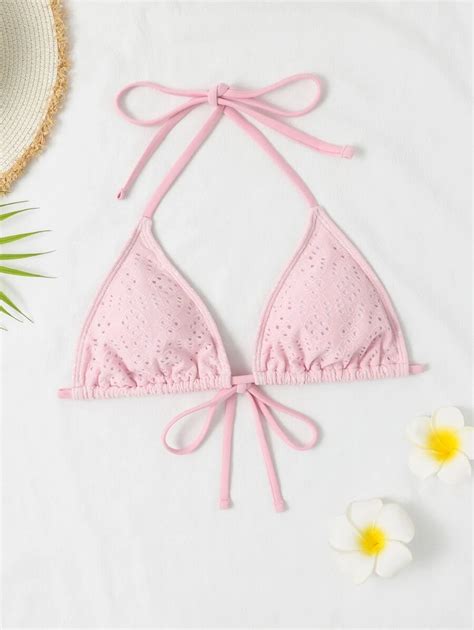 Swim Mod Summer Beach Schiffy Triangle Halter Bikini Top SHEIN USA