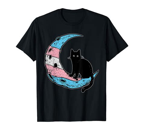 Transgender Moon Space Cat Lgbt Pride With Trans Flag T Shirt