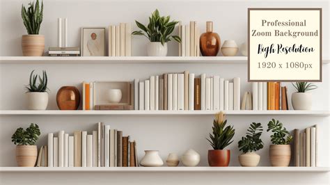 Clean Wall Bookshelf Zoom Background Virtual Background for Zoom ...