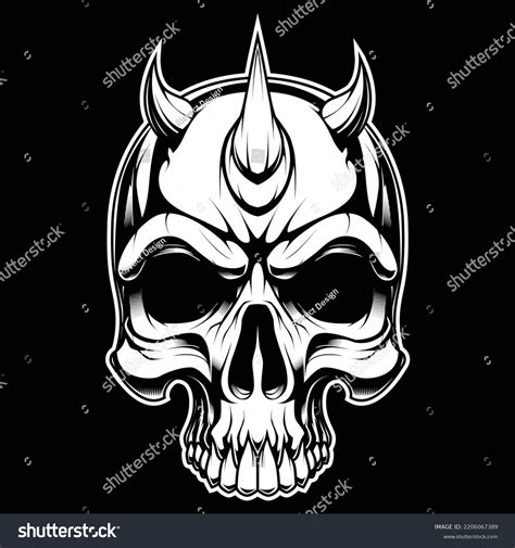 Rhino Skull Black White Vector Stock Vector Royalty Free 2206067389