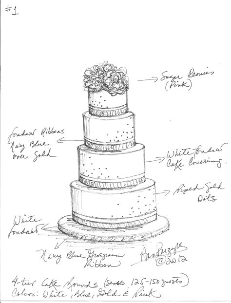 Wedding Cake Sketch - Wiki Cakes