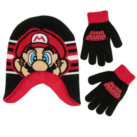 Nintendo Boy Winter Hat And Glove Set Nintendo Super Mario Beanie