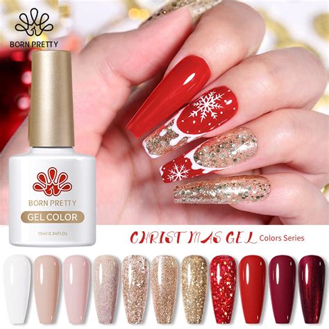 Born Pretty Gel Nail Polish Christmas Color Series Red Nude Green Nail Gel Uv Led Semi Permanent
