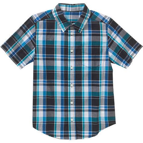 Boys Short Sleeve Woven Plaid Shirt