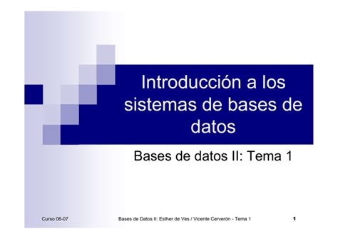 Tema Introducci N A Los Sistemas De Bases De Datos