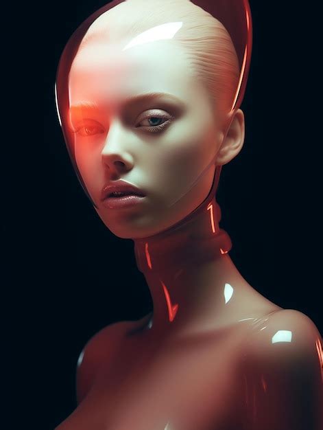 Premium Photo Futuristic Neon Portraits Glamorous Cyber Women In