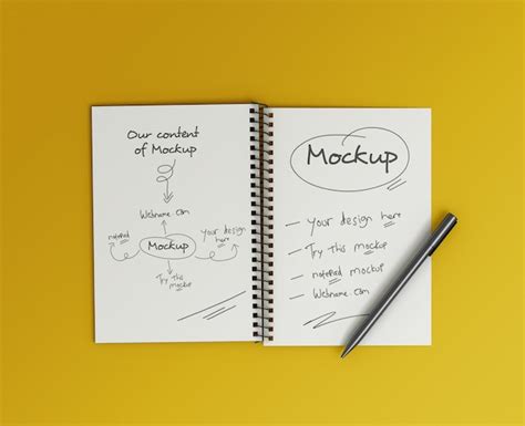 Premium PSD | Notepad mockup with a pen