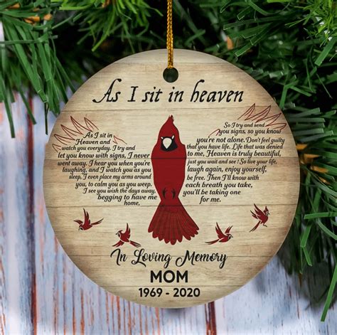 Personalized Cardinal Ornament Christmas Memorial Ornament