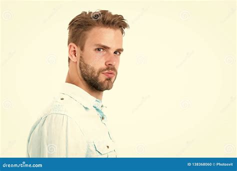 Metrosexual Concept Man Bristle Serious Strict Face Looks Back