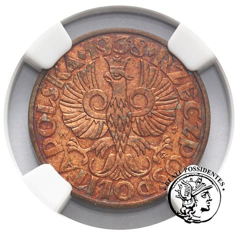 5 Groszy 1938 NGC UNC DETAILS Archiwum Niemczyk Pl