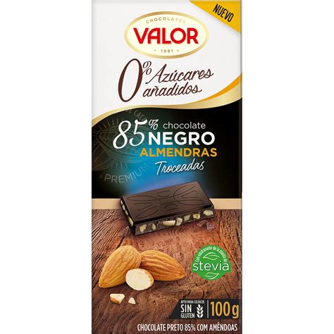 Chocolate negro 85 con almendras troceadas sin gluten 0 azúcares