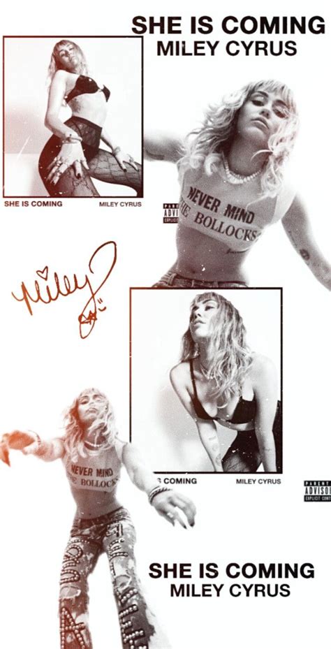 the poster for miley's upcoming album, she is coming to town with her name