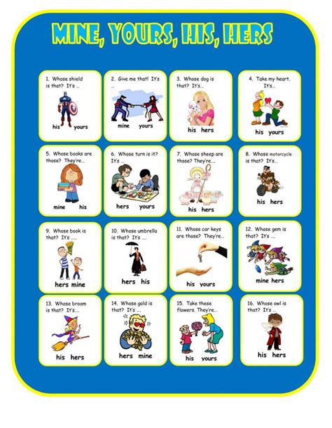 Mine Yours His Hers Interactive Worksheet Ejercicios Interactivos