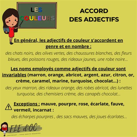 Les Couleurs Accord Des Adjectifs Langue Française Fle Doc