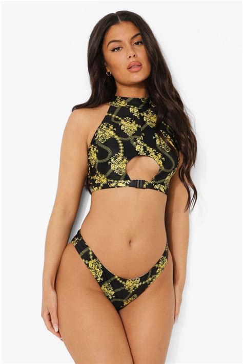 Chain Print Bikini Brief Boohoo