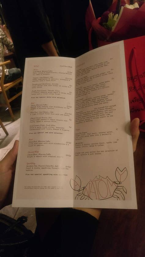 Menu At Crab Anatomy Restaurant London