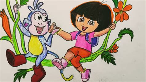 How To Draw Dora And Bujji Swinging In The Garden Creeperssulosart