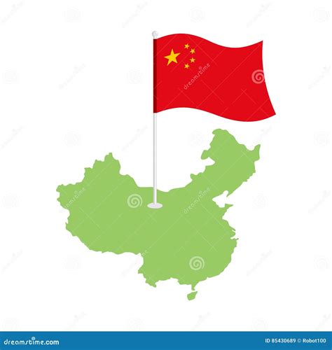 China Map and Flag. Chinese Resource and Land Area Stock Vector ...