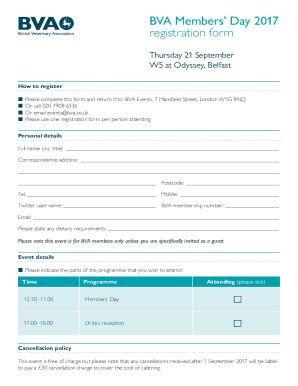 Fillable Online Bva Members Day Registration Form Fax Email