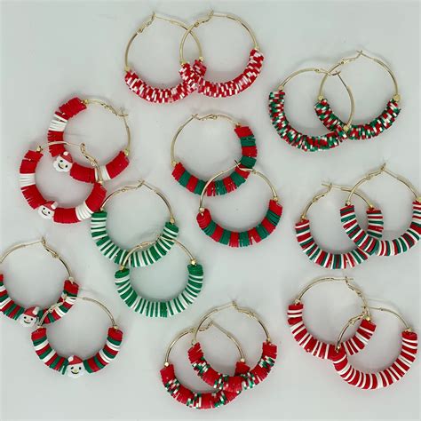 Christmas Collection Hoop Earrings | Miçangas, Pulseiras artesanais