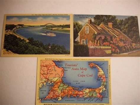 Vintage Cape Cod Postcards Tourists Auto Map Of Cape Etsy