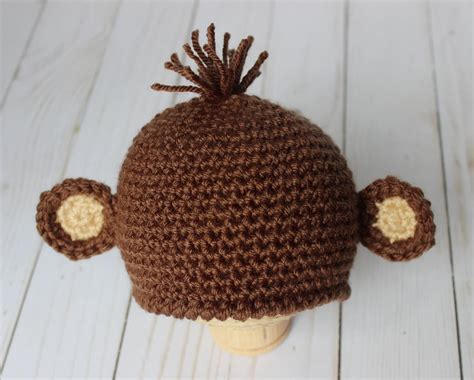 Baby Boy Monkey Hat Beanie With Ears Crochet Knit Photography Etsy