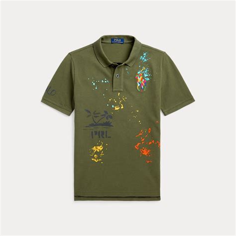 Ralph Lauren Peace Love Polo Mesh Polo Shirt In Green Endource