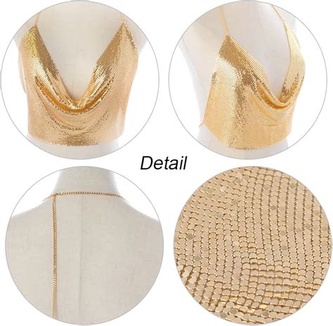 TOEECY CREEY Körperkette BH Kette Sexy Paillette Bikini Brustkette Body Chain Rückenfrei V