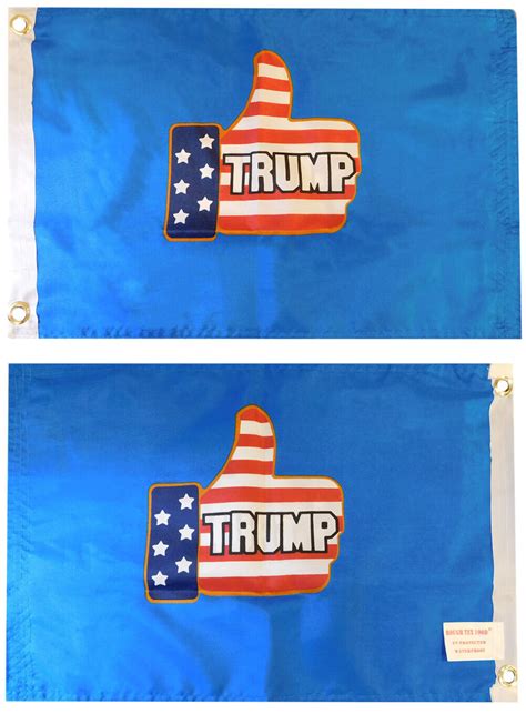 Trump 2024 Thumbs Up Blue Double Sided 100d Woven Poly Nylon 12x18