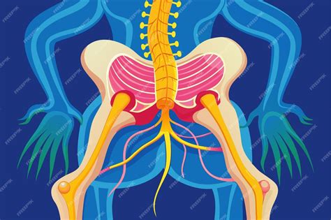 The sciatic nerve and its connection to the spinal structure within the human body Sciatic nerve ...