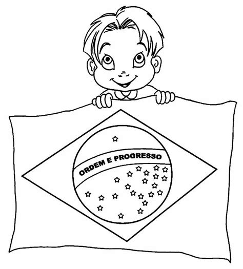 Bandeira Do Brasil Para Pintura - Desenhos da Bandeira do Brasil para colorir - Bora Colorir