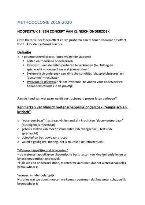 Methodologie HS 1 Samenvatting METHODOLOGIE 2019 HOOFDSTUK 1 EEN