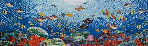 Aquatic Sea Creatures Glass Mosaic Decor Glass Mosaic Art Mosaic