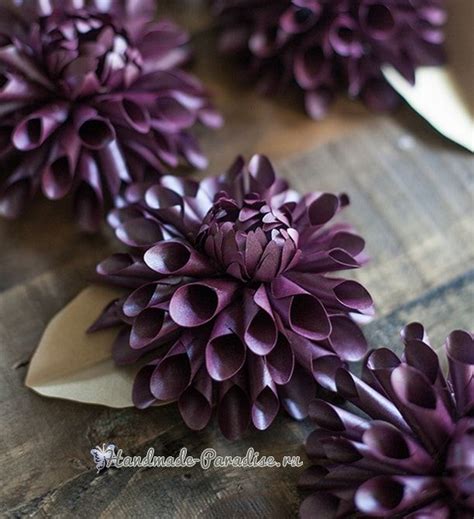 Фиолетовые георгины из бумаги. Шаблоны | Dália de papel, Flores de ...