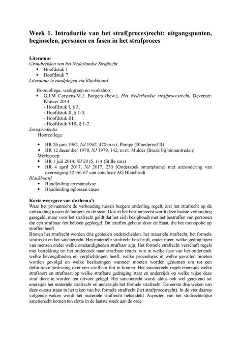 Werkgroepopdrachten Week 1 Week 1 Introductie Van Het Straf Proces