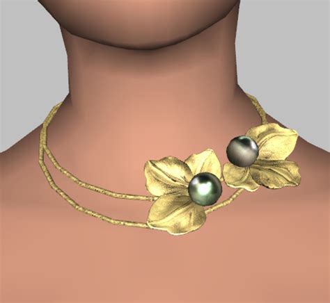 The Sims Resource NataliS Jeweled Pearl Necklace FA