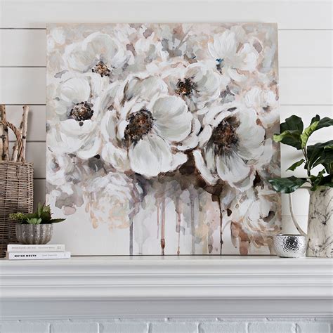 Silvery Flowers Canvas Art Kirklands Flower Canvas Art Flower