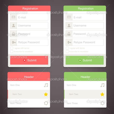 Web Registration Form Set Vector Stock Vector Image by ©ClassyCatStudio ...