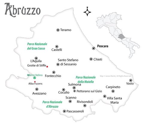 Map And Places To Go In The Abruzzo Region In Italy