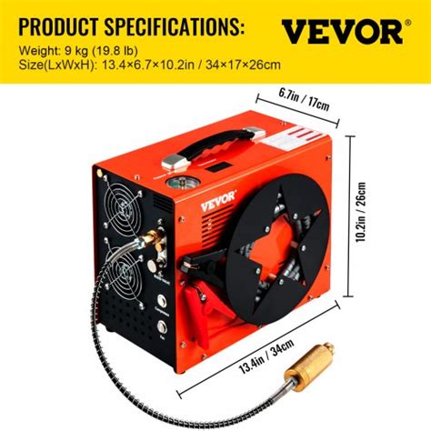 Vevor Pcp Air Compressor Auto Stop Powered By Dc 12v Car Or Home Ac 110v220v 4500psi30mpa