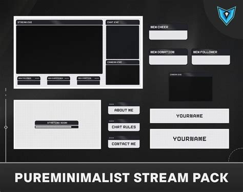 Twitch Overlay Black And White Minimalist Package Twitch Starting Soon